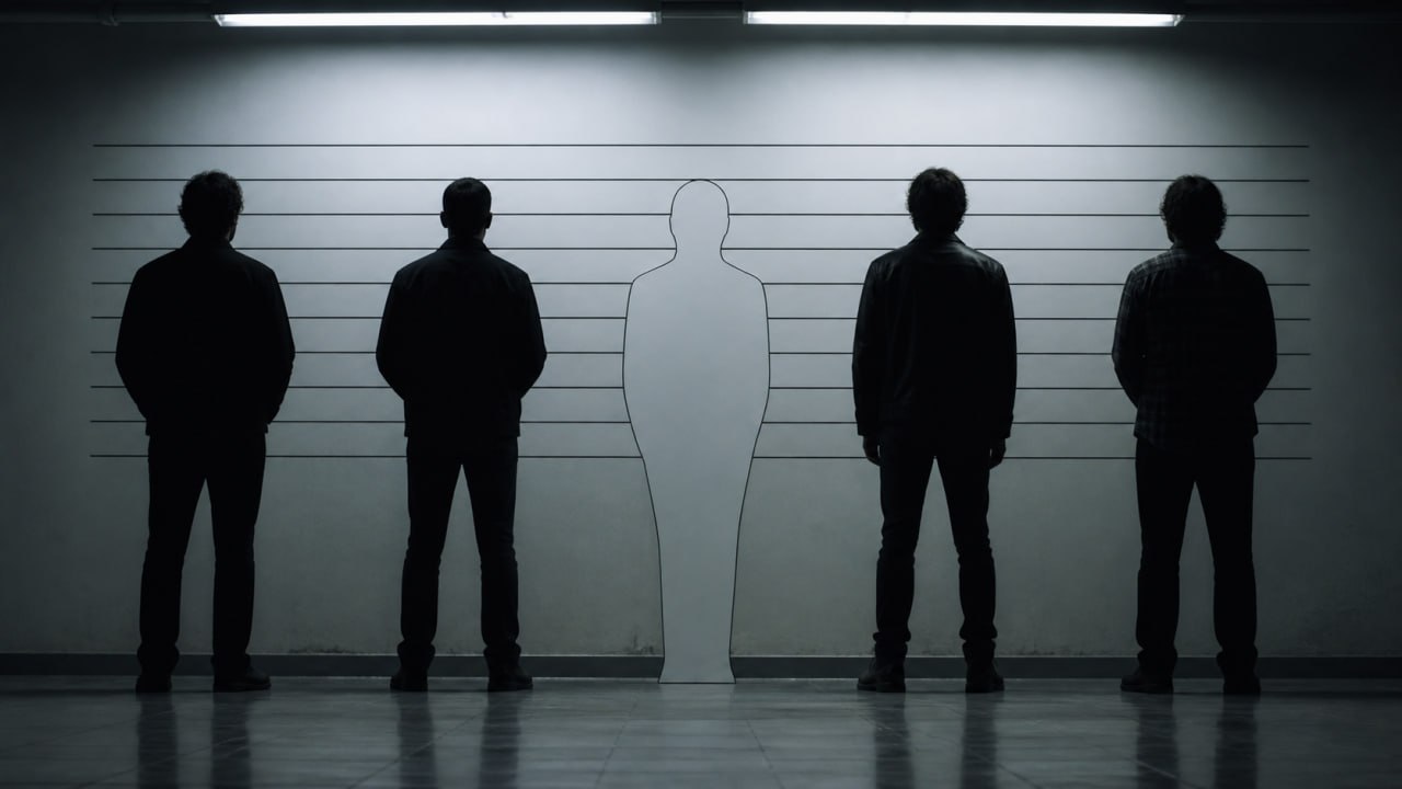 Silhouettes of business professionals standing in a lineup with one figure represented only as an outline, symbolizing a brand that is invisible to AI search systems