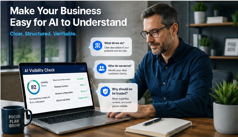 Make your business easy for AI to understand - AI visibility check showing clear structured verifiable business information
